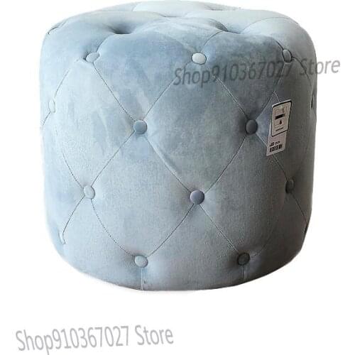 Nordic Light Luxury Modern Velvet Cloth Stool Footrest Sofa Stool Cloakroom Changing Shoes Round Pier Ottoman