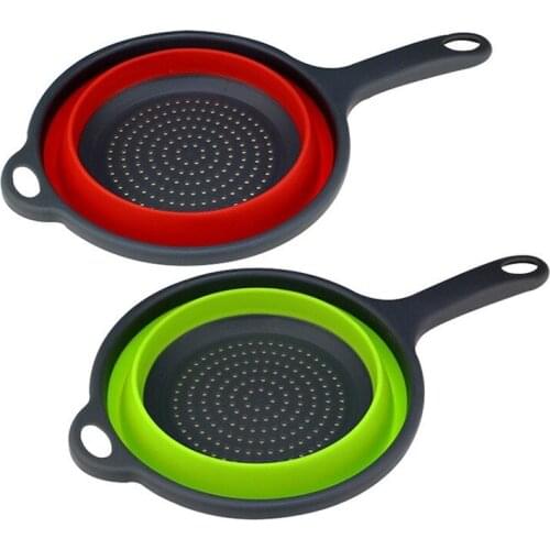 Folding drain basket round fruit basket with handle telescopic water filter basket washing basket kitchen utensils