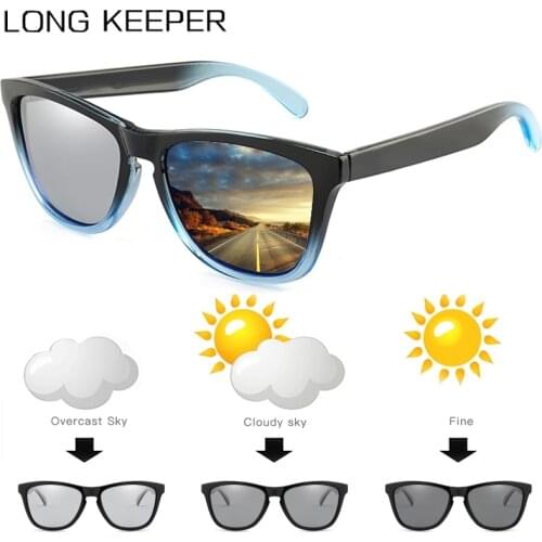 LongKeeper Classic Polarized Photochromic Sunglasses Men Women Driving Goggles Chameleon Square Glasses UV400 Lentes Sol Hombre