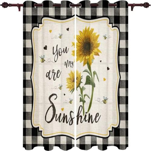 Modern Curtains Idyllic Sunflower Bee Lattice Baby Room Bedroom Creative Curtains Kitchen Living Room Terrace Valance Curtains