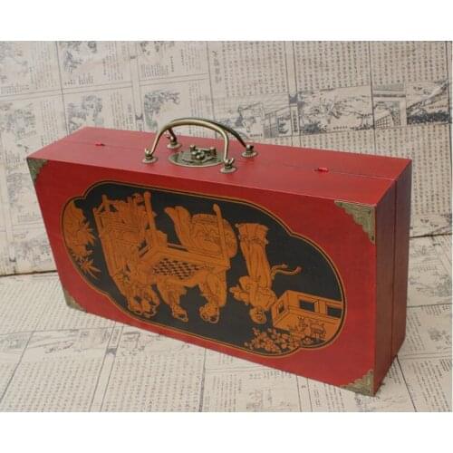 Antique chess three-dimensional chess pieces wooden folding chess board terracotta chess pieces figure table chess