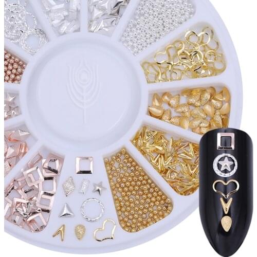 Valentines Day Mixed Color Nail Art Rhinestone Set Shiny Crystals Nail Glitter Beads 3D Nail Art Decorations Nail Accessories