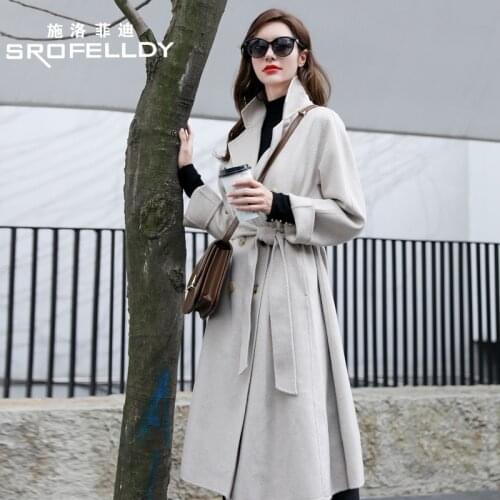 Loose and corrugated double-sided cashmere free coat for women in autumn and winter 2021 new medium and long style m home