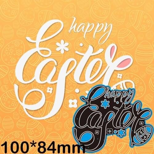 Cutting Dies Letter Happy Easter New for Decoration Scrapbooking Stencil Paper Craft Album Template 100*84mm