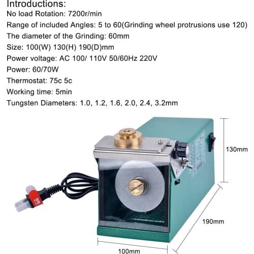 TIG Welder Tungsten Electrode Sharpener Grinder 5 to 60 Degree fast shipping