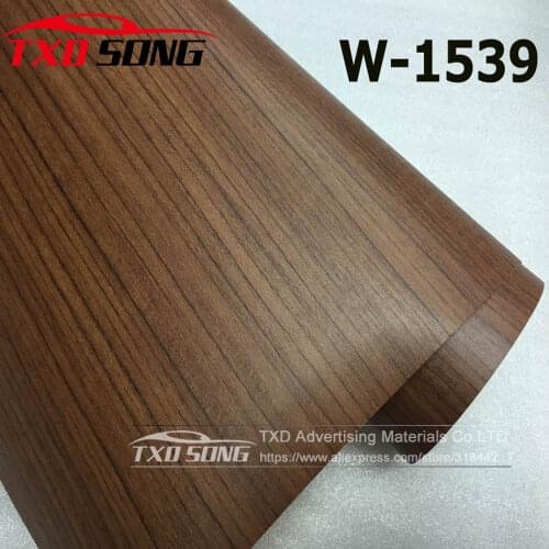 Top quality W1539 Wood Vinyl Sticker Waterproof Wood Grain Textured PVC Wrap Car Internal decoration Furniture Wood Grain Film