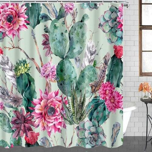 Bathroom Shower Curtain, Durable Waterproof Colorful Shower Curtains Fabric with 12 Hooks