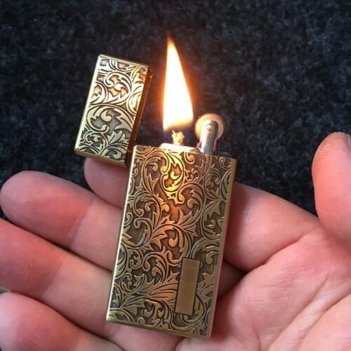 ZD-2070 Metal Carving Tang Grass Brave Troops Kerosene Lighter Creative Personality Open Fire Grinding Wheel Gasoline Lighter