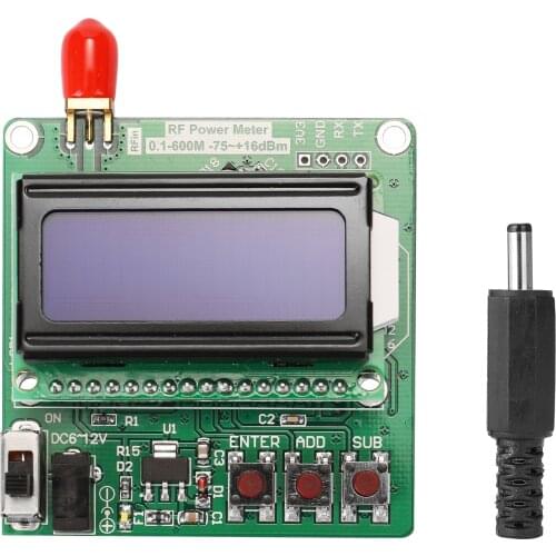 LCD Backlight Digital Display RF Power Meter Module -75~+16dBm 0.1-600MHz Radio Frequency Attenuation Value RF Power Meter