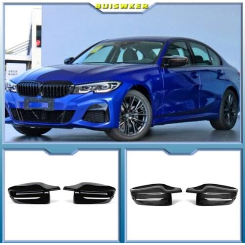 1Pair For BMW 3 Series G20 330i 2019 2020 Rear View Side Mirror Cover Case Trim ABS Carbon Fiber Style Car Rearview Mirror Cover