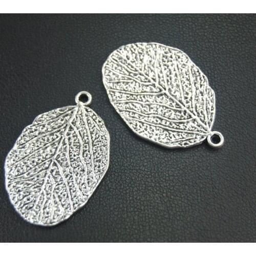 10pcs Silver Color leaf Charm Bracelet Necklace Jewelry Making Handmade DIY Findings 32x21mm A1852
