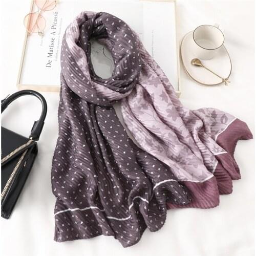 Women Crinkle Scarf Hijab 2021 Design Luxury Cotton Muslim Headband Foulard Shawls Wraps Splice Color Pashmina Scarves Bandana