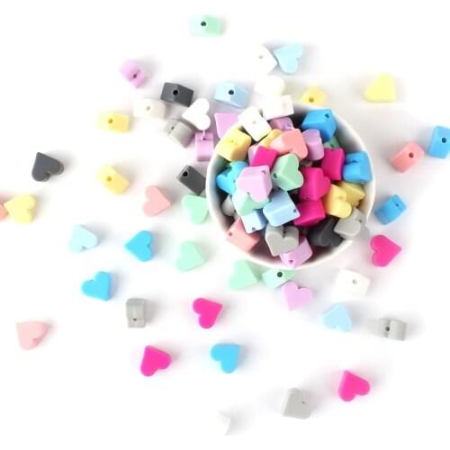 50/150/500 pcs Silicone Heart Beads Food Grade Baby Chewable Teething Beads For Nursing Necklace DIY Jewelry Making Accessories