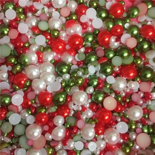50g/pack 4-12mm Pastel/Christmas/Silver Mix Half Round Pearls Flatbacks Embellishments DIY Nail Decorations Scrapbooking Crafts