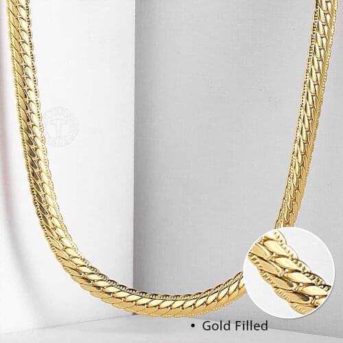 6MM Wide Boys Mens Chain Hammered Flat Curb Cuban Gold Filled Necklace Chain Male Jewelry Fashion Jewelry Dropshipping DGN399