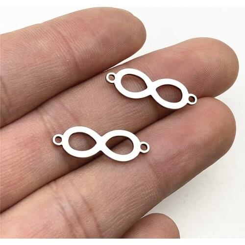 6PCS 7*21mm 100% Stainless Steel Connector For Jewelry Diy Making Handmade Double Pattern Infinite Charm Pendant