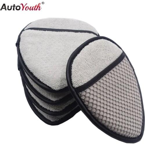 5PCS 2 in 1 Car Soft Microfiber Car Wax Applicator Pads Polishing Sponges With Pocket Remove Wax Auto Wash Clean Paint Care