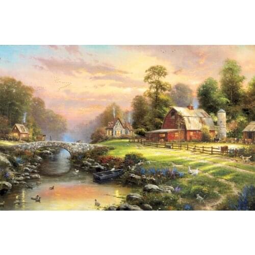 Free shipping classical Thomas house duck river scenery canvas prints oil painting printed on canvas wall art decoration picture