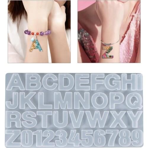 Shiny English Alphabet Keychain Silicone Epoxy Resin Mold DIY Keychain Pendant Jewelry for Luggage Tags Bag Accessories