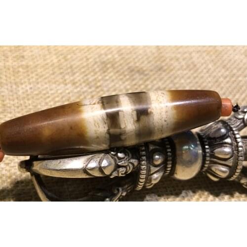 Big Treasure Energy Tibetan Top Old Agate 3 Line Healer Medicine dZi Bead Amulet Pendant 60MM Timestown UPD2126A1