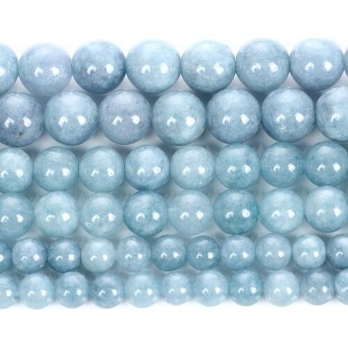Aquamarines Natural Stone Beads Round Loose Beads For Jewelry Making DIY Bracelets Necklace Earring Accessories 6/8/10 MM
