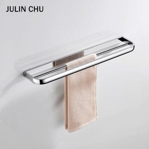 Chrome Bathroom Double Towel Rack Brass Wall Mount Square Bathtowel Holder Black Fashion Towel Rail for Kitchen Bathroom Toilet