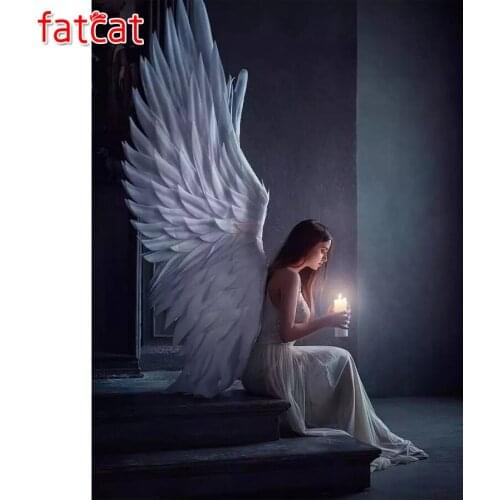 FATCAT Angel girl candle 5d diy diamond painting kits full square round drill diamond embroidery sale wall decoration AE3001