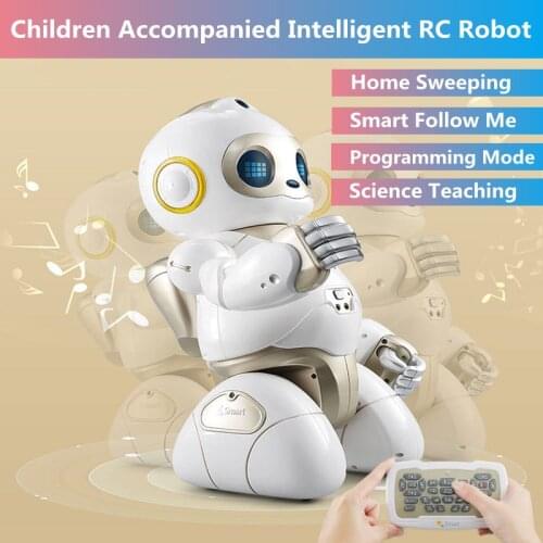 Humanoid Educational RC Robot Accompanying Children Home Sweeping Programming Demo Smart Follow Me Brillant Light Dance Toy Gift
