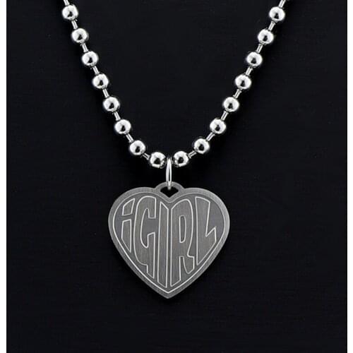 IGIRL Jewelry Fashion Igirl Letter Heart Necklaces Stainless Steel Strand Chain Necklace Cool Girls Gift Punk Hip Hop Necklace
