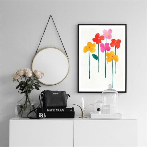 Japanese Simple Style Happy Flowers Canvas Painting Wall Art Print Poster Picture Decor Painting Living Room Home Decoration
