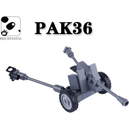 WW2 Military Germany Army Weapons Building Blocks PAK36 Anti Tank Artillery Bricks Figure Soldier Vehicles Accessories Kids Toy