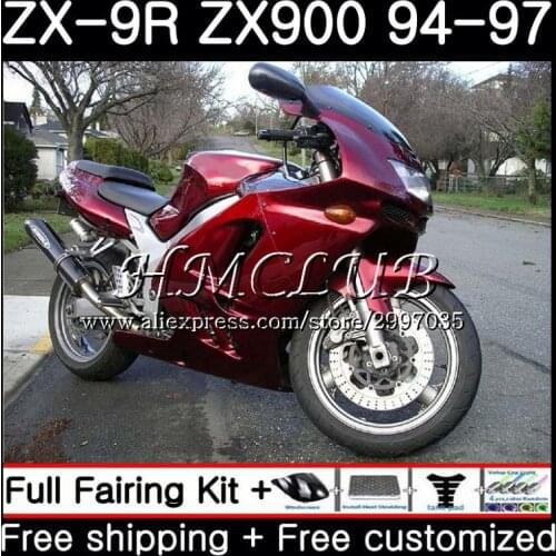 Body For KAWASAKI NINJA ZX900 ZX-9R all wine red 1994 1995 1996 1997 66HC.3 ZX 9 R 94 97 ZX 9R 900CC ZX9R 94 95 96 97 Fairing