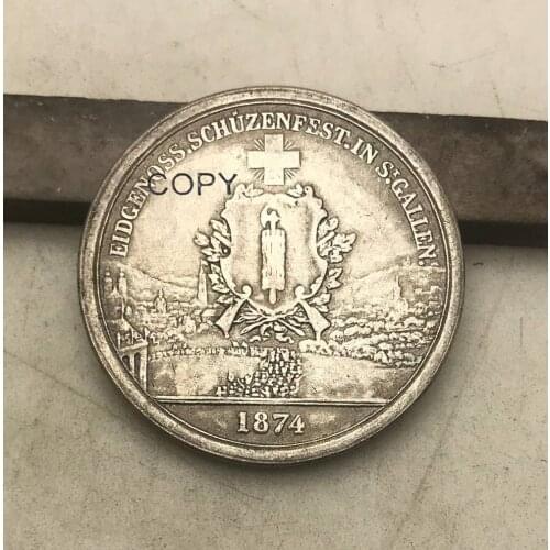 France 1874 5 Fr Francs Brass Silver Plated Copy Coin