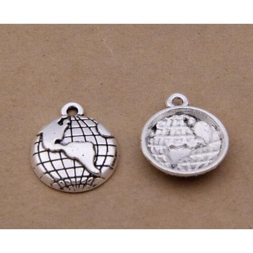 Daisies 150pcs Zinc Alloy Travel Theme Planet Globe Charms Antique Silver Plated Earth World Map Pendant DIY Jewelry 18*15mm