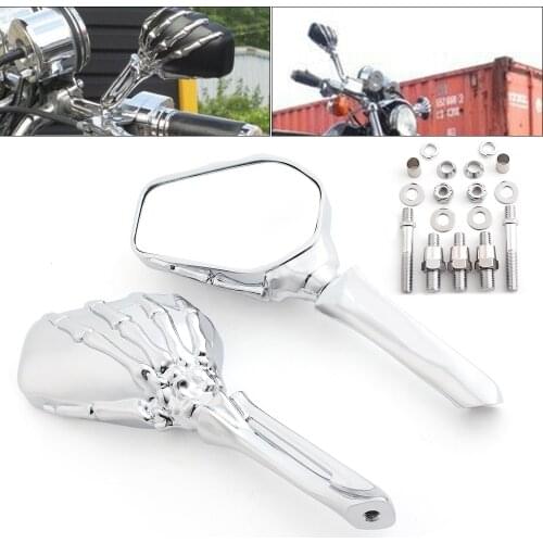 Motorcycle Skull Skeleton Hand Side Mirror Motorbike Rearview Side Mirror For Honda Suzuki Kawasaki Yamaha Harley Touring