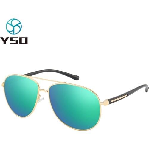 YSO Green Oversized Lens Sunglasses For Men Metal Frame Polarized UV Protection Glasses For Car Driving Man Sunglasses 2362