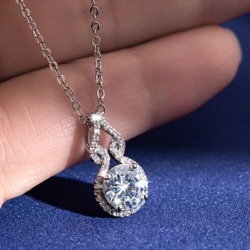 2021 New Luxury Zirconia Pendant Necklace For Women Glamour Silver Color Crystal Choker Statement Necklaces Wedding Jewelry Gift