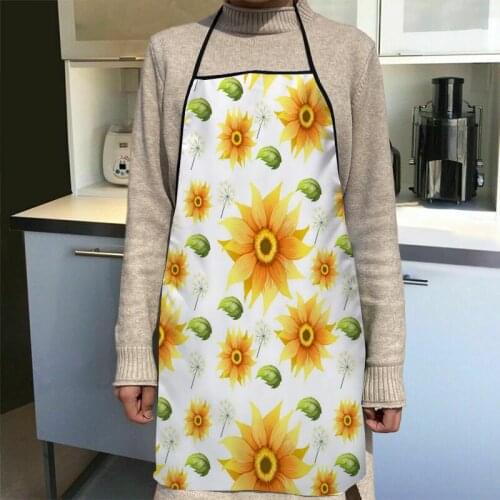 New Arrival Sunflower Pattern Apron Kitchen Aprons For Women Oxford Fabric Cleaning Pinafore Home Cooking Accessories Apron