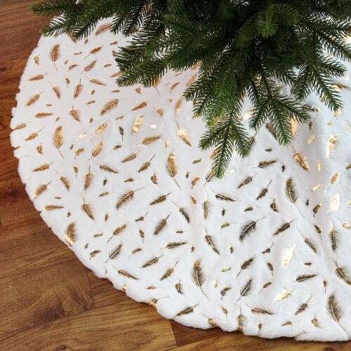 New Christmas decoration white plush Christmas tree skirt bronzing feather tree apron Christmas tree ornaments Tree skirt