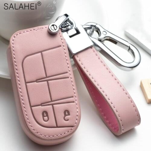 New Leather Car Key Remote Full Case Cover Protection For Jeep Renegade 2014 2015 Grand Cherokee Chrysler 300C Keychain Styling