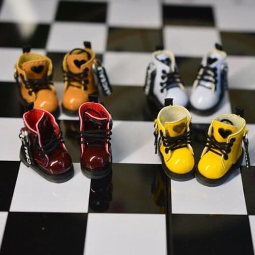 Obitsu11ob11 beautiful knot pig 1/12 baby P9 can wear baby shoes bright leather Martin boots doll shoes Dolls Accessories