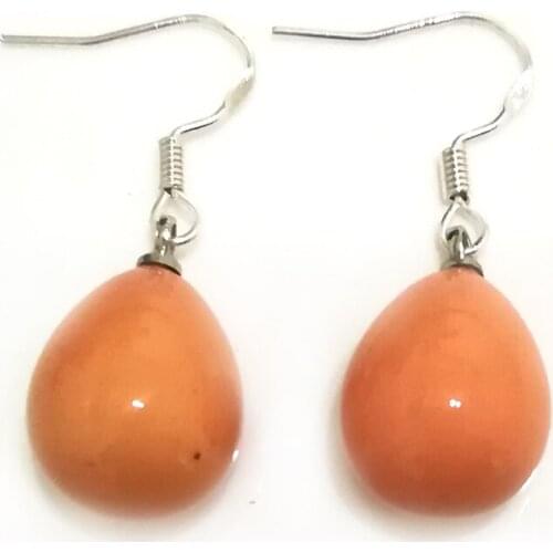 Wholesale 12x16mm Salmon Raindrop South Sea Shell Pearl 925 Sterling Silver Hook Earring