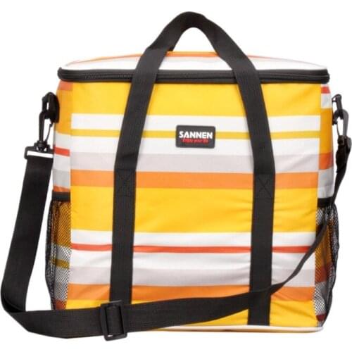 17L Portable Folding Stripe Oxford Waterproof Insulated Thermal Food Cooler Bag
