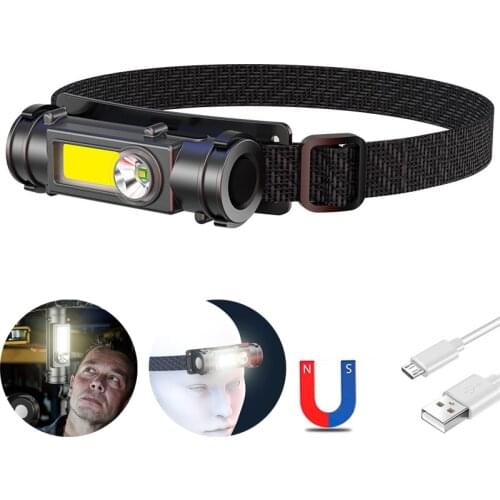 Portable Led COB head lamp car inspect light Led head lamp head flashlight USB rechargeable headlamp with magnet work light