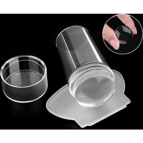 Clear Nail Stampers Scrapers with Detachable Cap Silicone Nail Art Stamper Heads Nail Stamping Kits DIY Nail Art Tools