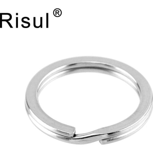 Risul 2mm Flat Wire Diameter Key Ring Outer Dia 25/28/30/32/35mm basic key chain rings Stainless Steel key rings 50pcs
