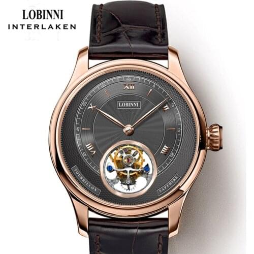 LOBINNI Luxury Automatic Watches Sapphire Real Tourbillon Mechanical Watch Seagull Movement Male Clock Gift Man Wristwatch