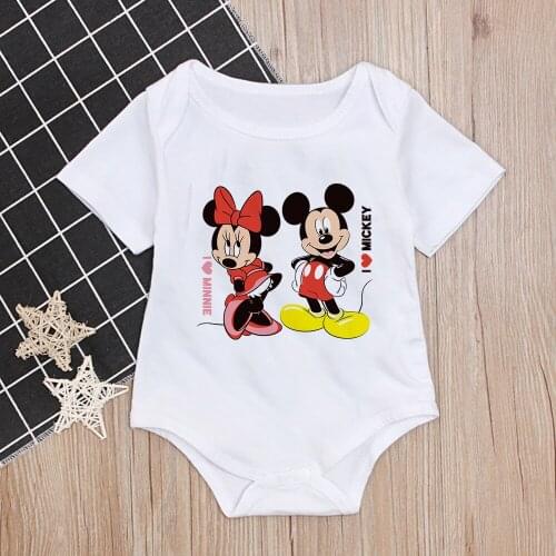 Mickey Minnie Baby Clothes Summer Short Sleeve O-neck Newborn Jumpsuits Baby Boys Girls Cartoon Disney Bodysuit Infant Clothes