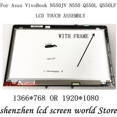 15.6" IPS LCD LED Display 1920x1080 Touch Screen Digitizer with Bezel Frame Assembly For Asus VivoBook N550 N550JV Q550L Q550LF