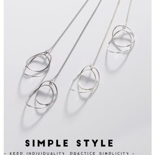 Silver Double Ring Earrings simple personality fashion South Korea, Europe and America ear ear Earrings Jewelry